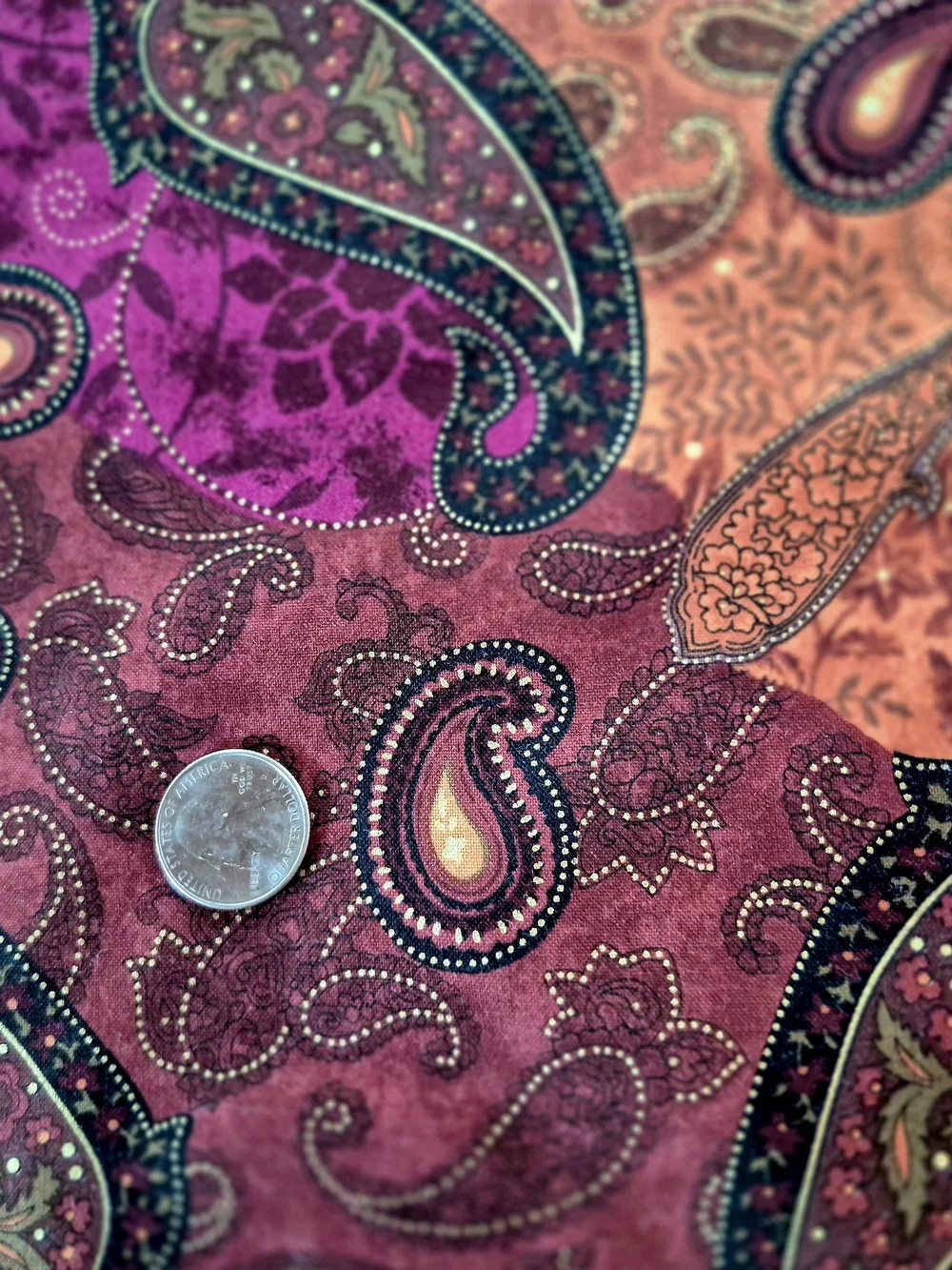 Paisley Brown Purple Cotton Fabric 1 1/6 Yards Timeless Treasures Quilting Sew
